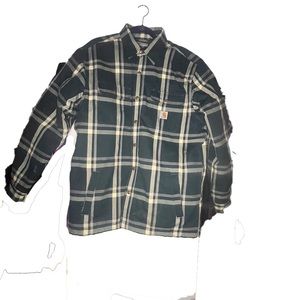 Blue Carhartt Flannel Coat Large